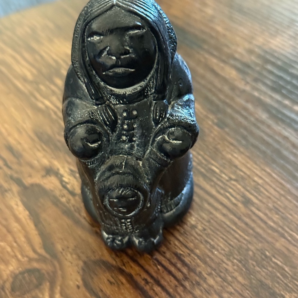 Black Inuit-Inspired Sculpture